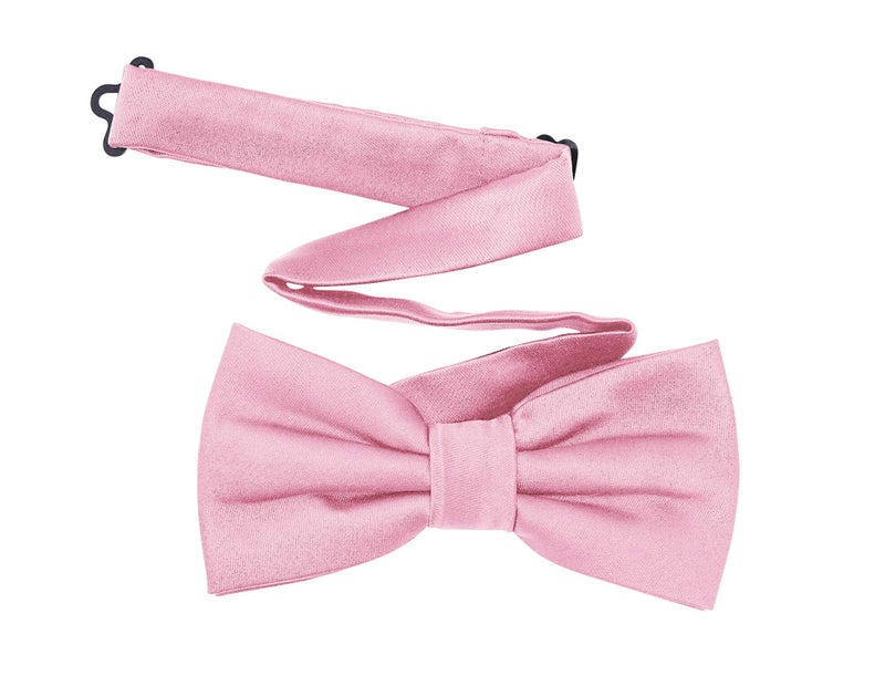 TINYHI Men's Pre-Tied Satin Formal Tuxedo Bowtie Adjustable Length Satin Bow Tie Pink One Size - Image 2